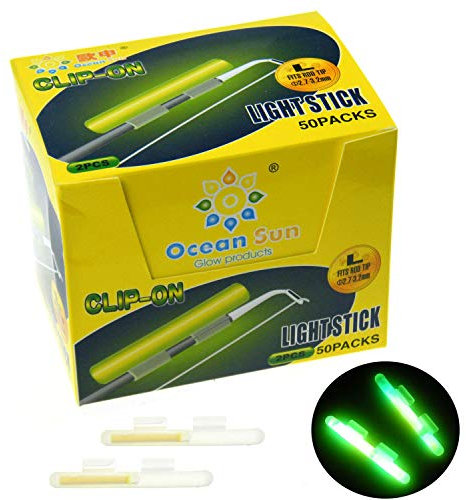 QualyQualy Clip On Glow Sticks for Fishing Pole, Fishing Rod Tip Lights for Night Rod Light Glow Sticks Size L 100Pcs
