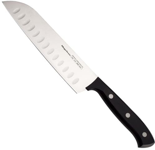 MAGEFESA Filo - Cuchillo Santoku 17cm, Acero Inoxidable, Resistente, Estable, Mangos Modernos de Color Negro, Máxima Precisión, Limpieza Fácil