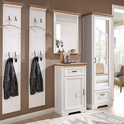 Lomadox Garderobenmöbel-Set im Landhausstil in Pinie weiß mit Artisan Eiche, Breite: 250cm