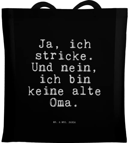 Mr. & Mrs. Panda Jutebeutel Ja, ich stricke. Und... - Geschenk, Uni Tasche, Spruch Sprüche Weisheiten Zitate Lustig Weisheit Worte, Häkeltante, häkeln, Stricken, Tote Bag, Oma, Handmade, Tragetasche