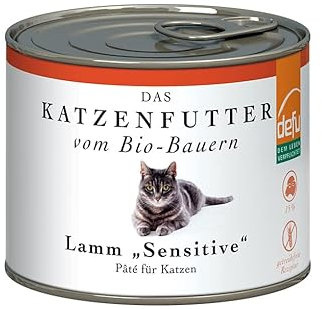 defu Katzenfutter | 1 x 200 g | Pate Bio Lamm Sensitive | Alleinfuttermittel Premium Bio Nassfutter für Katzen