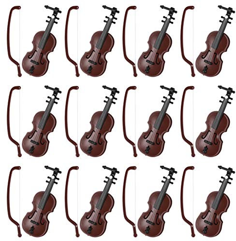 TOYANDONA 12 Sätze Mini Geige Modell Miniatur Geige Holz Mini Musikinstrument Urlaub Baum Puppenhaus Replik Weihnachtsverzierung Geschenke für Weihnachtsfeier Begünstigt Goody Bags