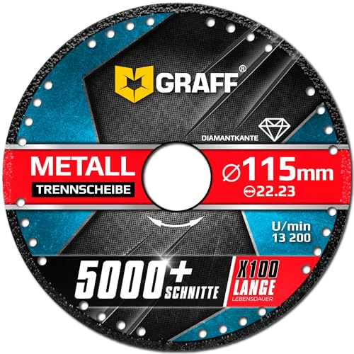 Disque a Tronconner 115 Metal GRAFF Black – Disque Meuleuse pour Fer Métal Acier Inox Aluminium – Disque Diamant pour Meuleuse d'Angle – Disque a Ebarber 115 Metal