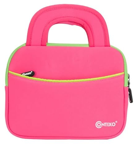 contixo 10 Tablet Sleeve Bag Compatible for K101 Kids Tablet, Amazon Fire HD 10 Kids Edition, Kindle Fire HD 10.1 Inch with Accessory Pocket (Pink)