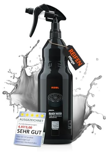 ADBL Black Water (1L) - Reifendressing & Kunststoffpflege - Schützt vor UV-Strahlen, Straßenschmutz und Salz - Langanhaltender Schutz und Hydrophobie für Reifen, Gummi und Kunststoff am Auto
