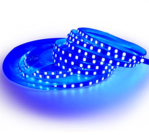 Tesfish 12V LED Streifen Licht, 5mm Breit, Blau Farbe 5M Strip Lichtband 2835 IP20 120 LEDs/M, Total 600LEDs band Lichtleiste Leiste für Schlafzimmer, Küche Dekoration
