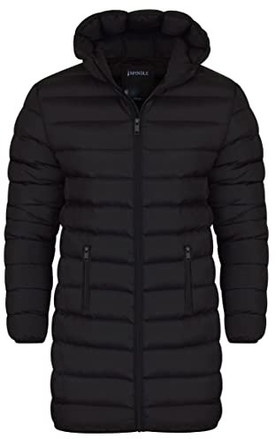 Spindle Mens Hooded Padded Long Puffer Coat Winter Longline Jacket