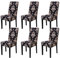 mafudoxi Stuhlhussen 6er Set, Stretch Abnehmbare Waschbar Stuhlbezug, Stretch Stuhlhusse mit Gummiband, für Hotel, Bankett, Restaurant, Haus, Party, Hochzeit(Black-Flowers, 6Stück)