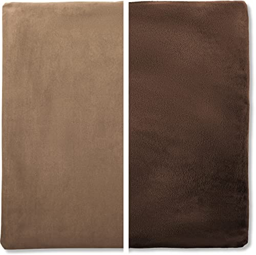 22 x 22 Cover Only Throw Pillowcase Reversible - Saddle Brown: 2 PCS / 4 Sided. Luxurious, Microsuede/Microplush Fabric - Softest / High Thread Count - Washable, Outstanding Beauty & Comfy
