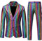 LucMatton Herren 2-teiliges Disco-Set, glänzende Jacke und Hose, metallische Pailletten, mehrfarbig, S
