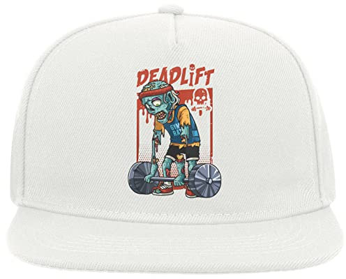 Zombie Palestra Ratto Deadlift Fail Divertente Disintegrazione 5 Pannello Snapback Visiera Piatto Cappello Cappello Da Baseball Bianco, bianco, Taglia unica