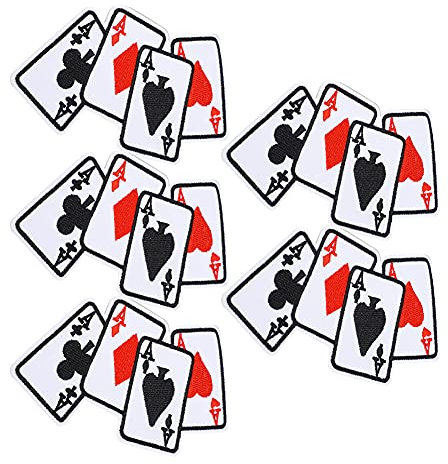 5 Stück Gestickte Aufnäher, Poker Ace Kleidung Patch Zum Aufbügeln, Spielkarten-Applikation, Aufbügler-Set Zum Aufbügeln für Kleidung, Kleid, Hut, Jeans