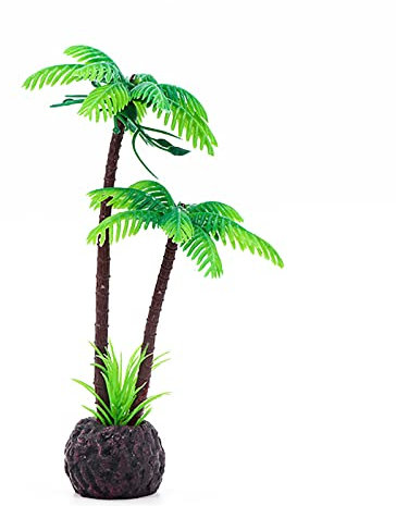 MYSUNBAR 5 Stücke Künstliche Mini Pflanze Miniatur Kunststoff Kokosnuss Palme Goldfish Wassercape Häuschen Höhle Aquarium Pflanze Ask Tank Dekor