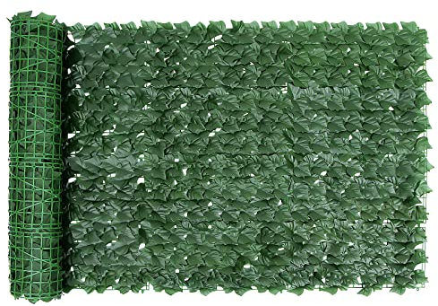 SUNJULY Artificial Ivy Privacy Fence Screen, 10PCS 1m x 3m Expandable Artificial Hedges Fence and Faux Ivy, Garden Privacy Screening Panel Vine Leaf Decoration, Wall Fence Panel, UV Resistant