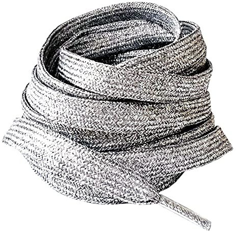 BupiMufi Lacci piatti larghi 9 – 10 mm in materiale migliorato, resistenti agli strappi metallici lucidi, design Bling, Argento grigio, 120