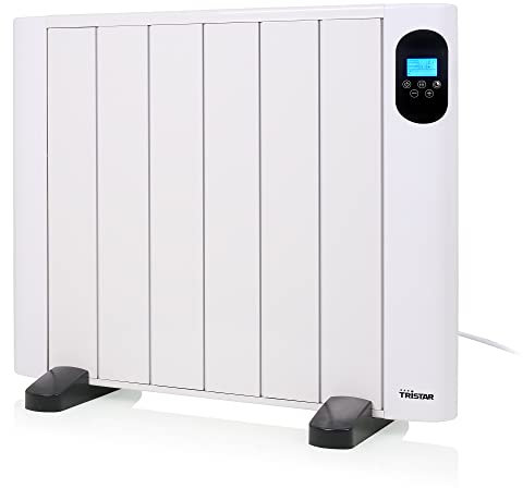 Tristar KA-5867 Calefactor emisor térmico con convección, Temporizador digital, programable y función de memoria, 6 aletas, IP24, mando a distancia, alta eficiencia de calefacción, 1000 W