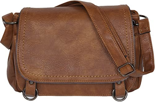 Sac Femme Bandoulière 'Mandoline Flora' en Cuir PU | Besace Porté Épaule | Sac à Main (Camel) - Ancien Prix 54,00 EUR