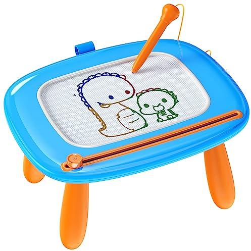 Kikapabi Magnetic Drawing Board Toys Gifts for Toddlers, Durable Colorful Doodle Board, Educational Early Learning Toy for 1-3 Year Old Girls Boys, Birthday Gift (Blue)