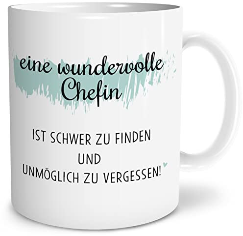 OWLBOOK® Geschenke für Chefin Geschenke für Chef Geschenke für Frauen Eine wundervolle Chefin Tasse mit Spruch für die Chefin zum Abschied Danksagung Keramik 300 ml