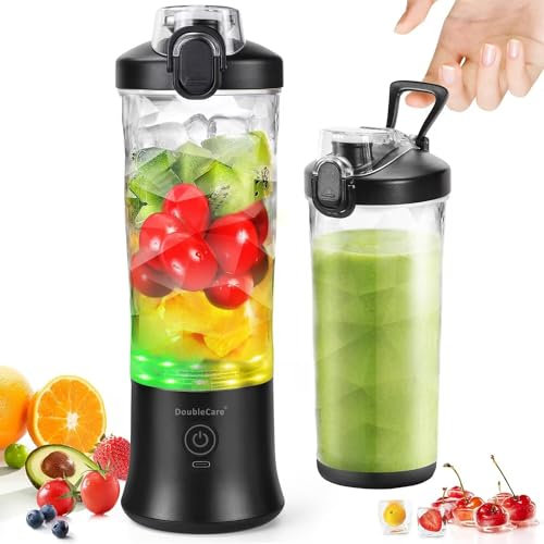 Mixer Smoothie Maker 600ml, Wiederaufladbarer, 4000 mAh Portable Blender, 3D 6 Klingendesign und IP67 Wasserdichtigkeit, USB-Frischsaftmixer mit 2 Mixmodi und 270 W Motor Leicht umrühren