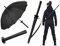 WPOYM Samurai Regenschirm, kreativ, halbautomatisch, winddicht, für den Außenbereich, schwarz, das beste kreative Geschenk