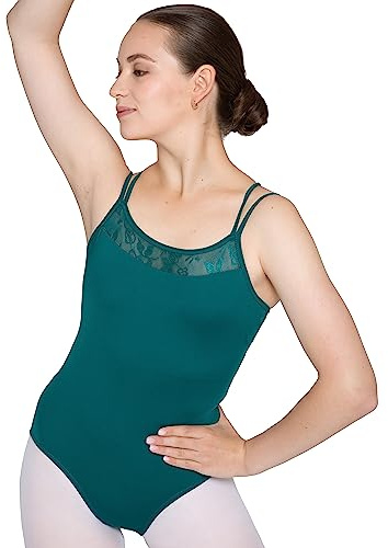 tanzmuster Ballett Trikot Damen Spaghettiträger - Mira - BH-Pad-Einschub - doppelte Träger - Tanz Body - Ballettkleidung für Erwachsene