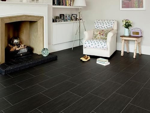 Alpha-Tex PVC Bodenbelag Vinylboden mit gerippter Boden Fliese, Zuschnitt (2m breit, 6m lang)