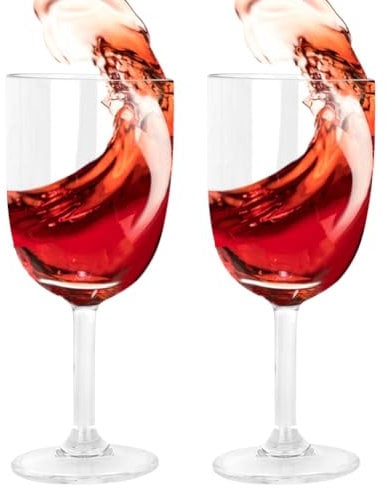 CEWROM Weingläser Kunststoff, 2er Camping Wein Gläser 300ml, Wiederverwendbar und Spülmaschinenfest, BPA-frei Weinbecher Rotweingläser Cocktailgläser Tasse für Muttertag/Vatertag/Camping/Festivals