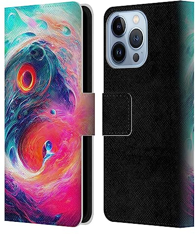 Head Case Designs sous Licence Officielle Wumples Vortex Yin Yang Bleu Et Rose Arts Cosmiques Étui Portefeuille en Cuir Compatible avec Apple iPhone 13 Pro