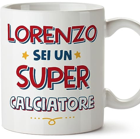 Mugffins Tazza Personalizzata in ceramica per CALCIATORE uomo 11 oz / 350 ml - In italiano - Sei Super - Idea regalo per compleanno, anniversario, natale, laurea