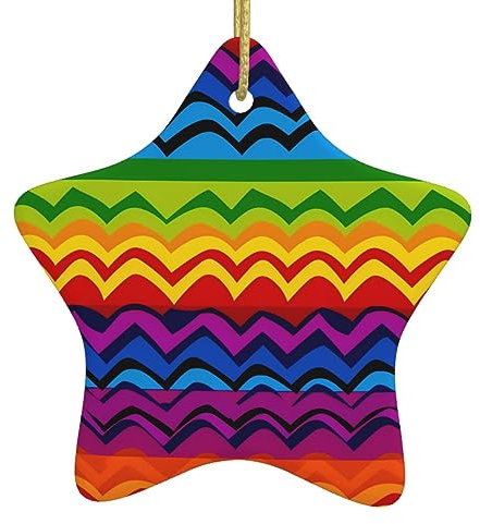 Weihnachtsschmuck Stern geformt Weihnachtsbaum Keramik Hängend Personalisierte Doppelseitige Gay Pride Regenbogen Muster Druck Weihnachtsbaum Dekoration