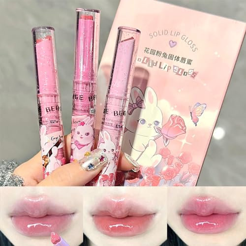 Bekoeen 3pcs Moisturizing Mirror Lip Glaze Set,Rosa Jelly Lippenstift Set,Heart Shape Lip Stain,Pflegende Spiegel Lip Glaze, Gift Lipgloss Set Mädchen Glitzer, Glossy Lip Makeup for Girls