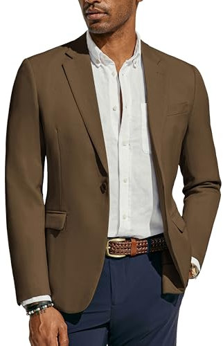 PaulJones Vestes pour hommes, Blazer sportif pour hommes, Business avec un bouton, coupe régulière, marron, S