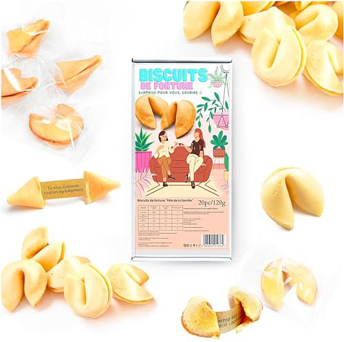 D&D Fun Cookies fortune cookies pink 20 biscuits boîte 120g, COMPLIMENTS, action de grâce végétalienne, petits cadeaux pour la famille, les amis et les collègues