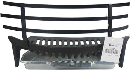 18 Cast Iron Fireside Coal Log Grate with Clip on Coal Saver Galvanised Ash Pan Everyday Use Fireplace Set