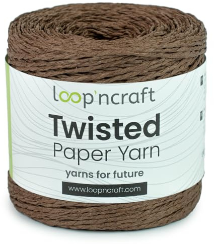 Loopncraft Papiergarn, Braun, 250m - 150g, Twisted Paper Yarn, Natürliches Papierkordel