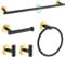 TURS Toilet Paper Holders 5-Piece Bathroom Hardware Set Bath Accessory Kit Towel Rail Wall Hooks Toilet Roll Holders Wall Mounted,Black And Gold Bathroom Set For Bathroom Accessories