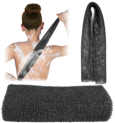 COMNICO Afrikanischer Badeschwamm Langes Netz Peeling Waschlappen Dusche Körperwäscher Schrubber Sponge Loofah Rücken Wäscher Haut Glatter für Täglicher Gebrauch (Schwarz)