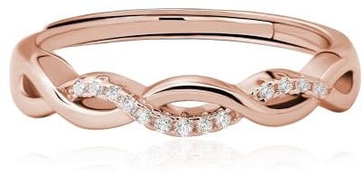 Meissa 925 Sterling Silver Ring for Women Cubic Zirconia Promise Wedding Bands Handmade Thumb Finger Ring Dainty Pinky Ring Size Adjustable, Rose Gold