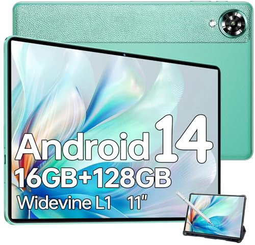 OUKITEL OT11 Tablet Android 14-2024 Neueste Tablet 11 Zoll, 16(4+12) GB RAM +128GB ROM(1TB TF) Gaming Tablet mit Stift, 8000mAh Akku Tablet mit SIM-Karte, 13MP 4G Tablet PCs, Octa-Core/TÜV/GPS, Grün