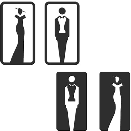 Desuibao Cartello per bagno con uomini e donne, in acrilico spesso, per lavoro, autoadesivo, moderno, per bagno, casa, ufficio, 20 x 11 cm, nero