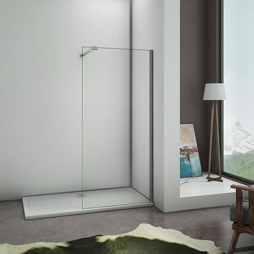 AICA paroi de douche à l'italienne 160x200cm en verre 10mm securit anticalcaire avec barre de fixation 90cm Pince renforcée
