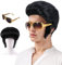 Werownsgso Herren Cosplay Perücke, 50er Jahre Rock Legende Perücke, Disco Set mit Perücke und Brille, Lustige Perücke Party Passend für Halloween Cosplay Kostüme, Karneval Fasching Kostüme