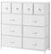 EROMMY Kommode mit Schubladen,Sideboard mit 10 Stoffschubladen,Metallgestell,PU-Leder Stoffkommode für Schlafzimmer, für Wohnzimmer, Flur, Büro-Weiß