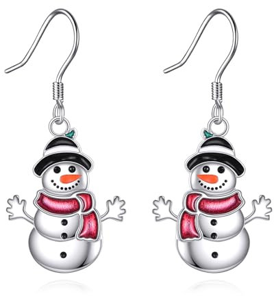 VENACOLY Schneemann Ohrringe 925 Sterling Silber Schneemann Dangle Drop Ohrringe Schmuck Geschenk für Frauen Schneemann Liebhaber