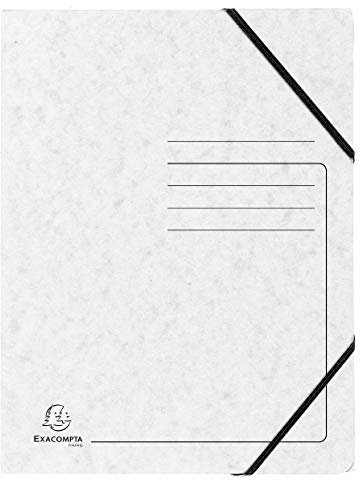Exacompta - Art.-Nr. 555406E - Karton mit 25 Gummizugmappen ohne bedruckte Klappe – Hüllen aus glänzendem Karton 355 g/m² – Maße 24 x 32 cm für Dokumente im A4-Format – Farbe Weiß