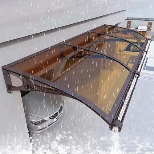 Tende da sole per finestre a baldacchino per porta anteriore in policarbonato marrone per protezione dalla neve del patio con staffa in alluminio