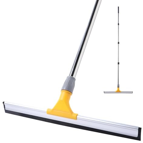 Yocada 45 cm Bodenabzieher Gummi TPR Klinge Schrubber Besen 157 cm Stange Haushalt Besen für Garage Innenhof Dusche Badezimmer Boden Marmor Glas Fliesen Wasser Schaum Tierhaarentfernung Reinigung