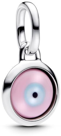Pandora ME Gravierbarer Evil Eye Murano-Glas Mini-Charm-Anhänger aus Sterling Silber, Kompatibel Moments, 793693C00