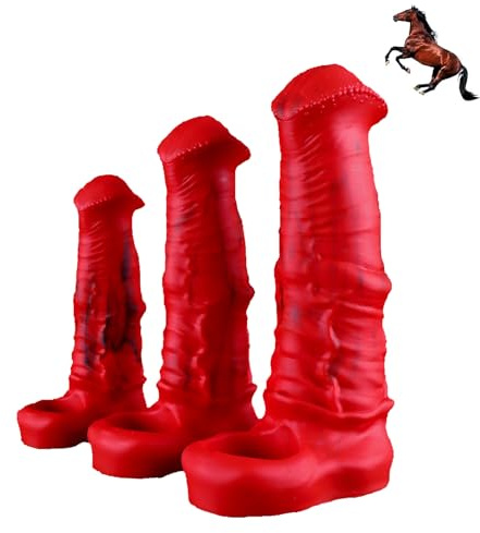 GeRRiT Realistischer Pferde Dildo Penishülle Silikon Penismanschetten mit Hodenring Penis Sleeve Monster Tier Horse Dildos Cock Hülle Extender Sexspielzeug für Männer Penisverlängerung(L)